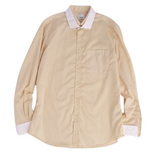 極美品 バーバリー BURBERRY シャツ ロングスリーブ 長袖 ダブルカラー 無地 コットン トップス メンズ 16/41 ベージュ cg12oe-rm04f08096