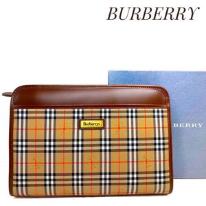 ☆1円スタート・送料無料☆【未使用・保存箱付】BURBERRY バーバリー ノバチェック クラッチバッグ メンズ レディース