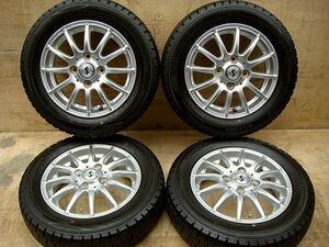 軽用・WEDSアルミ&20年製ダンロップ/ウィンターマックス02 深溝155/65R13　中古4本格安！ 4.00B+45 N-BOX/ミラ/ワゴンR・アルト他