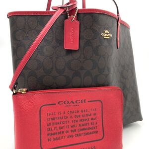 1円 【超人気】 COACH コーチ トートバッグ シグネチャー 肩掛け メンズ レディース A4収納 ビジネス リバーシブル ゴールド金具 通勤 仕事