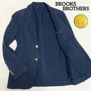 A49 美品　BROOKS BROTHERS　ブルックスブラザーズ　金ボタン　紺ブレ　テーラードジャケット　S表記　刻印ボタン　綿100％