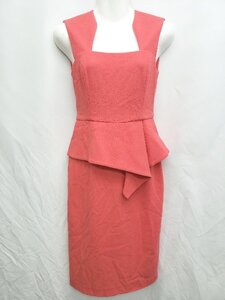 ◇ BCBGMAXAZRIA ペプラム ノースリーブ ワンピース サイズ0 レッド レディース P