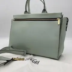 美品✨ケイトスペード　2way バッグ　ロゴ　ゴールド金具　レザー　ミント