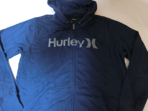 USA購入 人気サーフ系ブランド ハーレー【Hurley】裏起毛ロゴプリント フルジップパーカーUS Lサイズ ネイビー