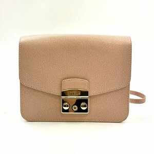 A) FURLA フルラ ピンク系 レザー チェーン ショルダーバッグ スクエア型 肩掛け/斜め掛け 中古 USED