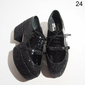 P1628P▼noir kei ninomiya ノワール ケイニノミヤ × repetto レペット▼23AW エナメル グリッター 厚底 シューズ ブラック 38/24cm rbmks