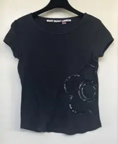 MARY QUANT LONDON ブラックTシャツ ディジースパンコール　半袖