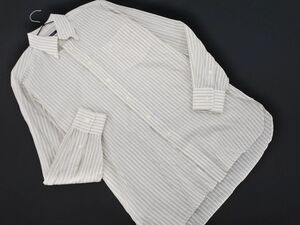 BURBERRY バーバリー リネン混 ストライプ シャツ ベージュｘ白 ■◇ ☆ ehc6 メンズ