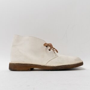 【1円スタート】 Clarks クラークス 13292 DESERT BOOT デザート チャッカ スエード ブーツ グレープソール ホワイト メンズ US8.5 26.5cm