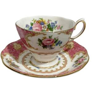 (志木)ROYAL ALBERT/ロイヤルアルバート Lady Carlyle レディーカーライル カップ＆ソーサー 1客 ピンク 花柄 金彩 イングランド製