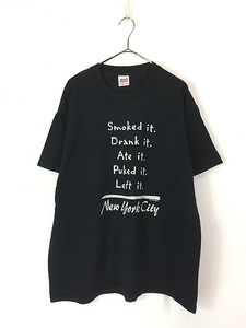 古着 90s USA製 New York City シュール ジョーク メッセージ Tシャツ XL 古着