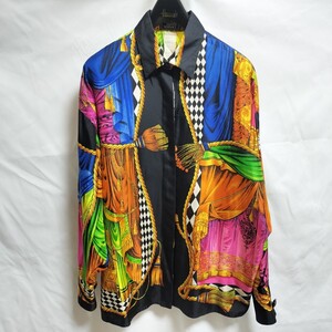 GIANNI VERSACE ジャンニヴェルサーチ 長袖シャツ 総柄 メデゥーサボタン シルク 40-6