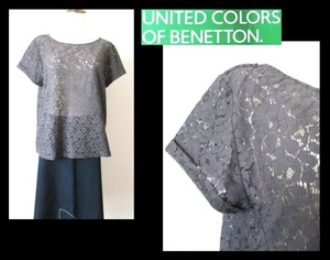 【005-10】UNITED COLORS OF BENETTONベネトン★新品総レースプルオーバー/Lサイズ