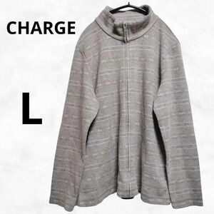 【CHARGE】チャージ ジャケット（L）ジップアップ レーヨン 日本製 総柄