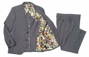 16SS 定価11万 超美品 Paul Smith Loro Piana ロロピアーナ SOHO 宝石柄裏地 ピンヘッド スーツ セットアップ ウール グレー メンズ M 2