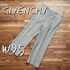 GIVENCHYジバンシー ウールリネンタックパンツ スラックス グレー W95