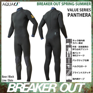 ■BREAKER OUT■2020 PANTHERA 3mm フルスーツ Mサイズ (168cm/57kg) BLACKxSLATE／ブレーカーアウト ジャーフル