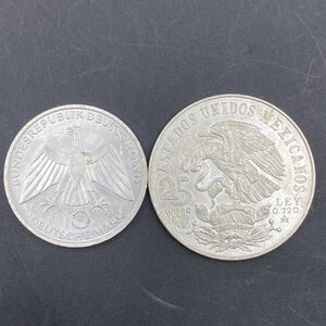 Q167銀貨2点おまとめ　第19回夏季オリンピックメキシコ大会記念25ペソ銀貨/ドイツ 1972 G 10 マーク XX ミュンヘン夏季オリンピック 約38g