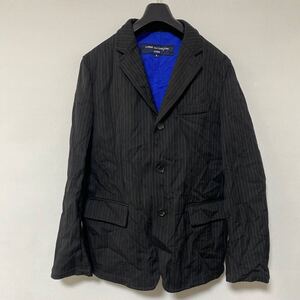 美品 AD 2005 COMME des GARCONS HOMME ウール ポリ シワ 縮絨 加工 ストライプ ライン ジャケット S コムデギャルソン オム アーカイブ