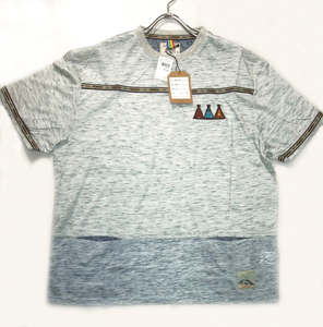 バイカラー 切り替えTシャツ 杢編み 大きいサイズ Grey 2Lサイズ Caribou CBC-1144 残りわずか 送料込み価格!