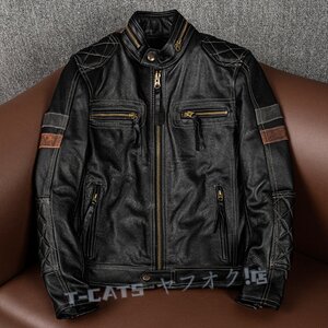 ☆新品ハレーバイクレザージャケット 上品　本革 　牛革　ライダースジャケット 革ジャン Ｓ～5XL　