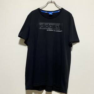 アメリカ古着　adidas アディダス　半袖Tシャツ　トレフォイル　三つ葉ロゴ　ブラック　コットン　【E321】