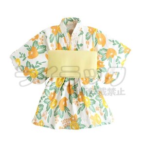 【130cm】浴衣 子供 女の子 兵児帯2点セット 子供服 ベビー キッズ 夏祭り 夏 和装 ゆかた 子ども こどもゆかた 帯セット ワンピース