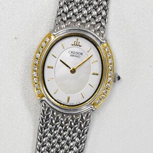 1円 不動品 腕時計 セイコー SEIKO クレドール 5A70-3000 クォーツ レディース SS 18KT ダイヤモンド 同梱不可