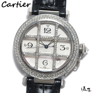 【カルティエ】パシャ 38mm ダイヤグリッド 自動巻 OH済み 極美品 メンズ レディース 時計 Cartier Pasha 俵屋