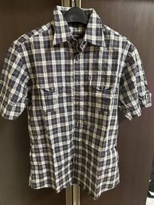 【中古】 02 バーバリーブラックレーベル BURBERRY BLACK LABEL シャツ チェック 半袖シャツ ホワイト ピンク ネイビー