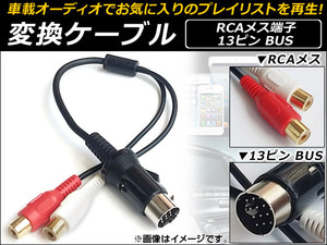 AP RCA(メス)/13ピンBUS変換ケーブル ケンウッド用 車載オーディオでポータブル音楽機器を再生♪ AP-EC064