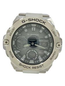 CASIO◆ソーラー腕時計_G-SHOCK/デジアナ/ステンレス/SLV