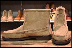 【8.5E 美品】RUSSELL MOCCASIN ラッセルモカシン ノックアバウト ララミースエード ベージュ ラフアウト プルオン ブーツ HOPESMORE