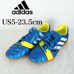 MK6443*美品*adidas*アディダス*ジュニアトレーニングシューズ*US5-23.5cm*青