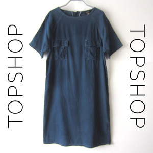 美品　TOPSHOP／トップショップ★　フラップポケット付き　ひざ丈ワンピース