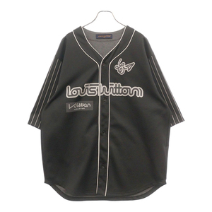 ルイヴィトン 23SS baseball shirt ベースボール シャツ ロゴ ナンバリング ストレッチ ジャージー 半袖シャツ RM231 YN1 HOS83W ブラック