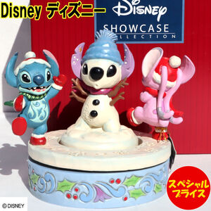 Disney ディズニー フィギュア　Disney Traditions　ENESCO　6013061　スティッチ　エンジェル　スノーマン 　回転可能