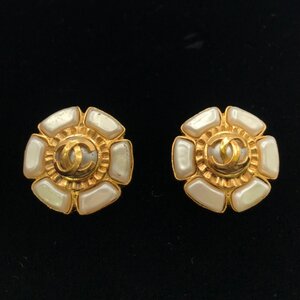 1円 良品 CHANEL シャネル フェイク パール ヴィンテージ イヤリング アクセサリー ゴールド レディース a6458