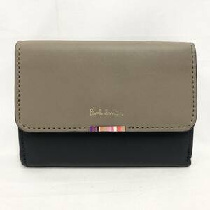 ○★新品未使用　Paul Smith (ポールスミス)　クロスオーバーストライプタブ　三つ折り財布　ネイビー★○