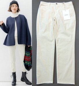 ■23区DENIM大きいサイズ46ベルベットストレッチスキニーパンツ/オフホワイト19,030円■