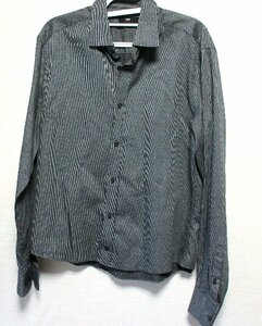 H＆M　エイチ＆エム　長袖スリムフィットストライプシャツ　EUR39・40　黒白