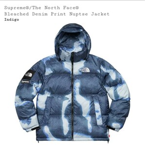 国内正規品　新品未使用　Supreme The North Face Bleached Denim Print Nuptse Jacket　L シュプリーム　プシ　ジャケット