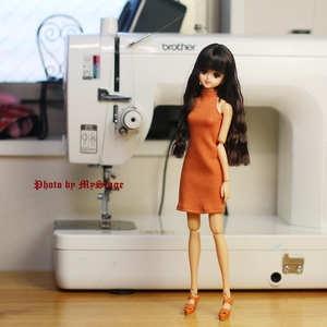 人形服msdr-23-131　ホルターネックドレス（オレンジ）　momoko、ジェニー、OBITSUボディ、MISAKI