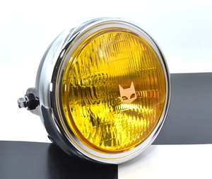 Z400FX 黄色ガラスレンズ ライト１８０Φ LED メッキケース マーシャル エンブレム付き CB400SF ジェイド CB400F Z250FT XJR400 CIBIE BEET