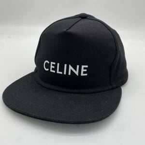 【極美品・最高峰】 CELINE セリーヌ ベースボール キャップ ストレートキャップ ロゴ スナップバック ブラック 黒 Mサイズ