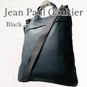 【良品】Jean Paul Gaultier(ジャンポールゴルチェ) 2way ショルダーバッグ ハンドバッグ 黒 ブラック 縦型