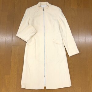 ◆Courreges クレージュ ウール ジップアップ ロングコート 38(M) アイボリー ウールコート 国内正規品 レディース 女性用 婦人