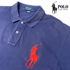 BIGサイズ!!XXL相当【POLO RALPH LAUREN】ビッグポニー オーバーサイズ 半袖ポロシャツ 鹿の子 濃紺/ネイビー ラルフローレン ロゴ刺繍