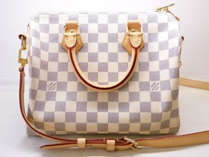 かなり美品 ヴィトン ■ ダミエアズール スピーディ バンドリエール 25 ホワイト N40608 ICチップ レディース LOUIS VUITTON□ 6K