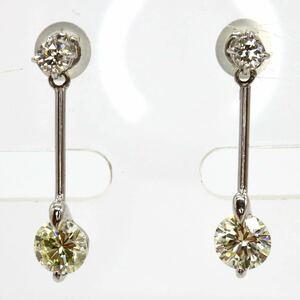 total 1ctup!!◆Pt900 天然ダイヤモンドピアス◆N 約2.2g diamond jewelry earring pierce EH0/EI6